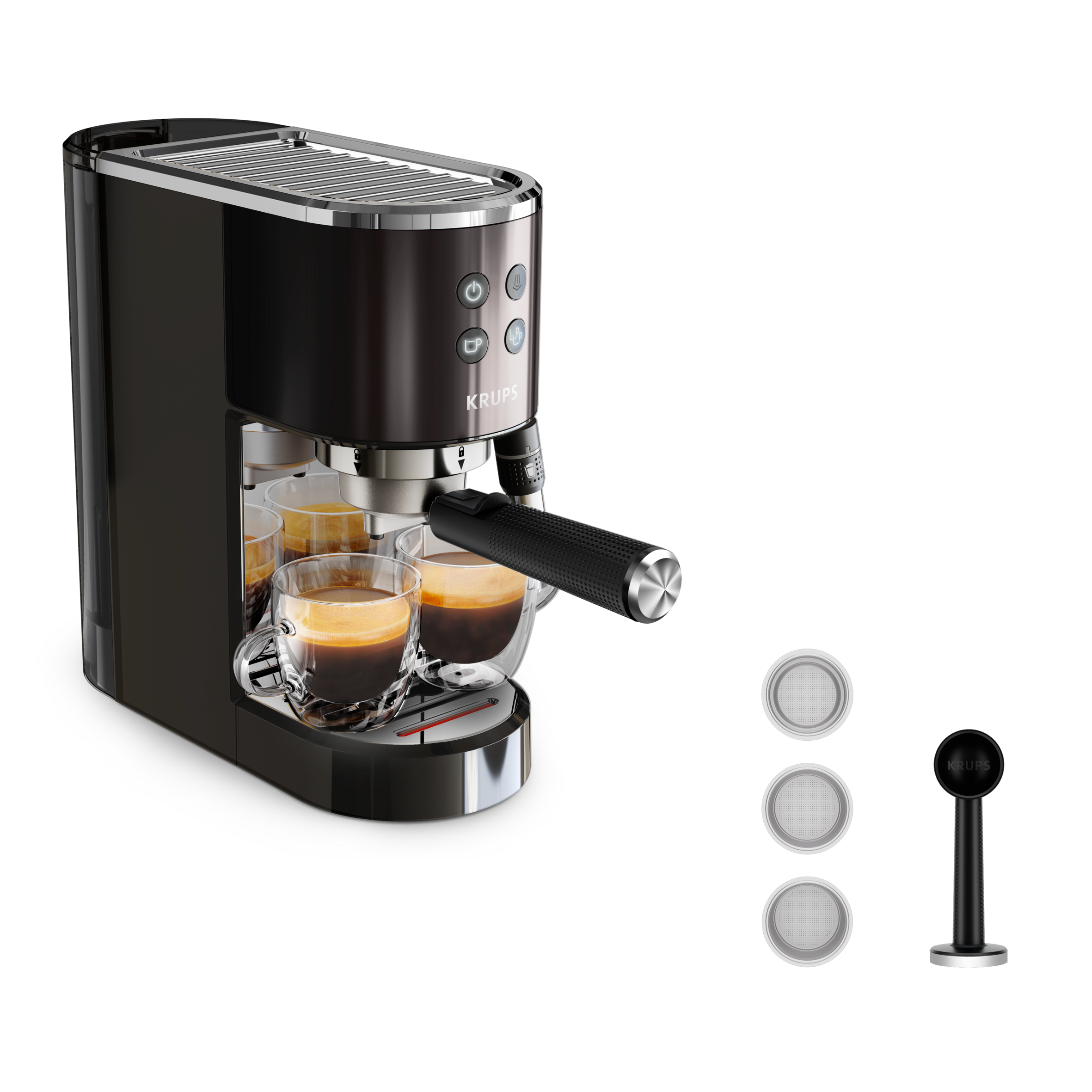 KRUPS Virtuoso + Espresso Siebträgermaschine Schwarz Edelstahl