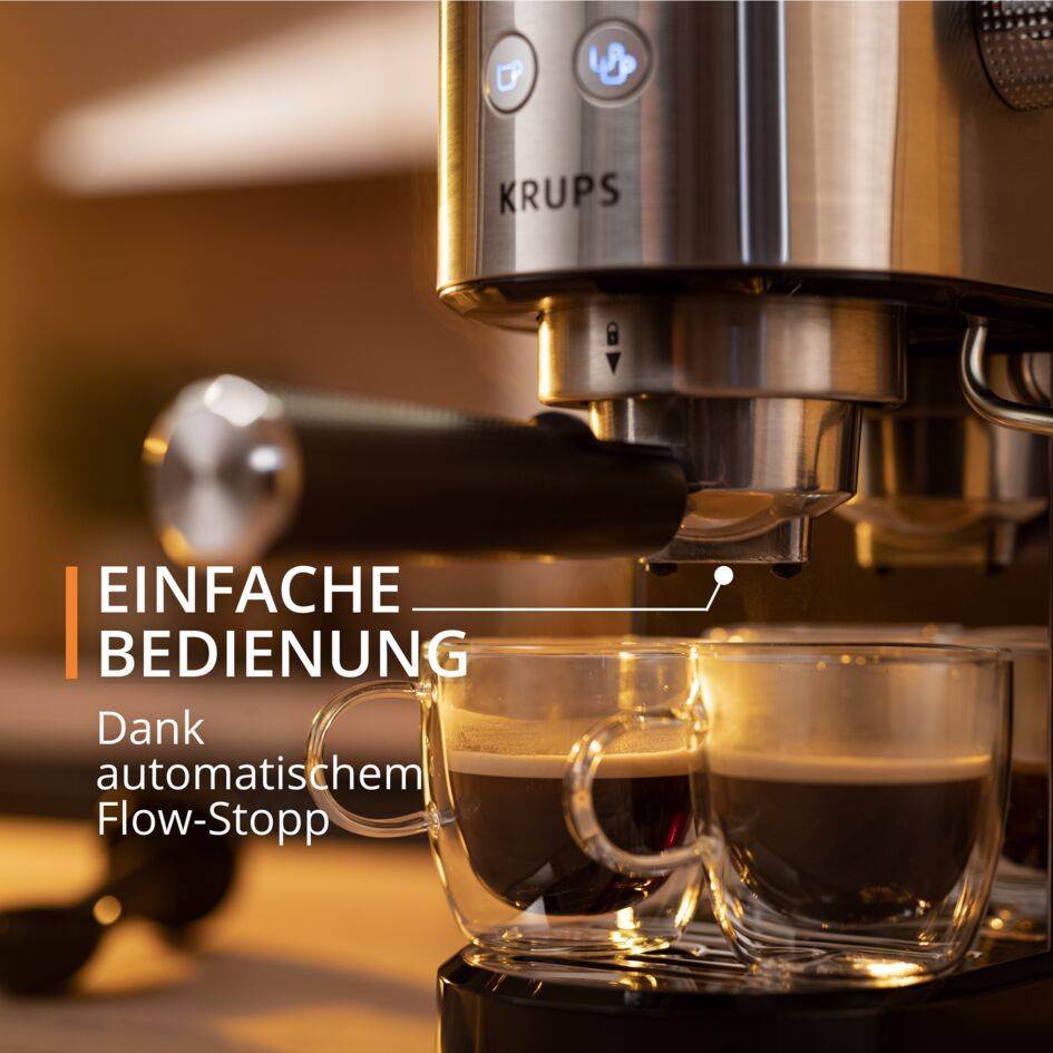 Virtuoso + Espresso Siebträgermaschine Silber Edelstahl