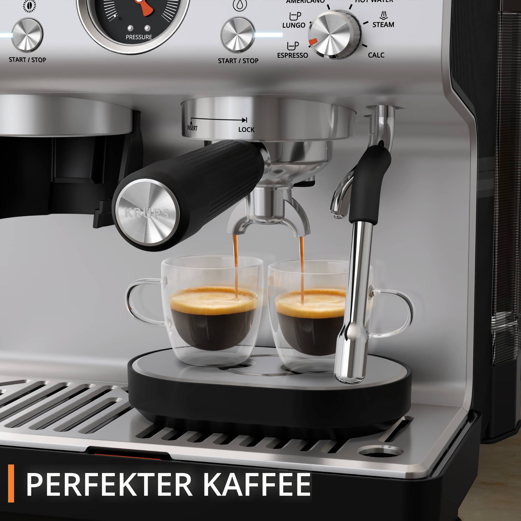 Precision+, Espresso Siebträgermaschine mit Mahlwerk, Perfekte ...