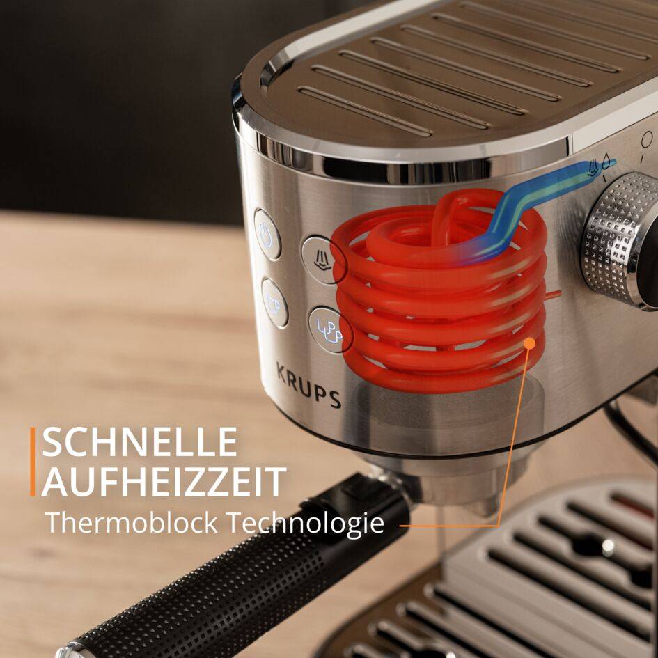 Virtuoso + Espresso Siebträgermaschine Silber Edelstahl