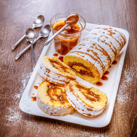 Biskuitrolle mit Karamellcreme - Rezepte Prep & Cook Connect | Krups