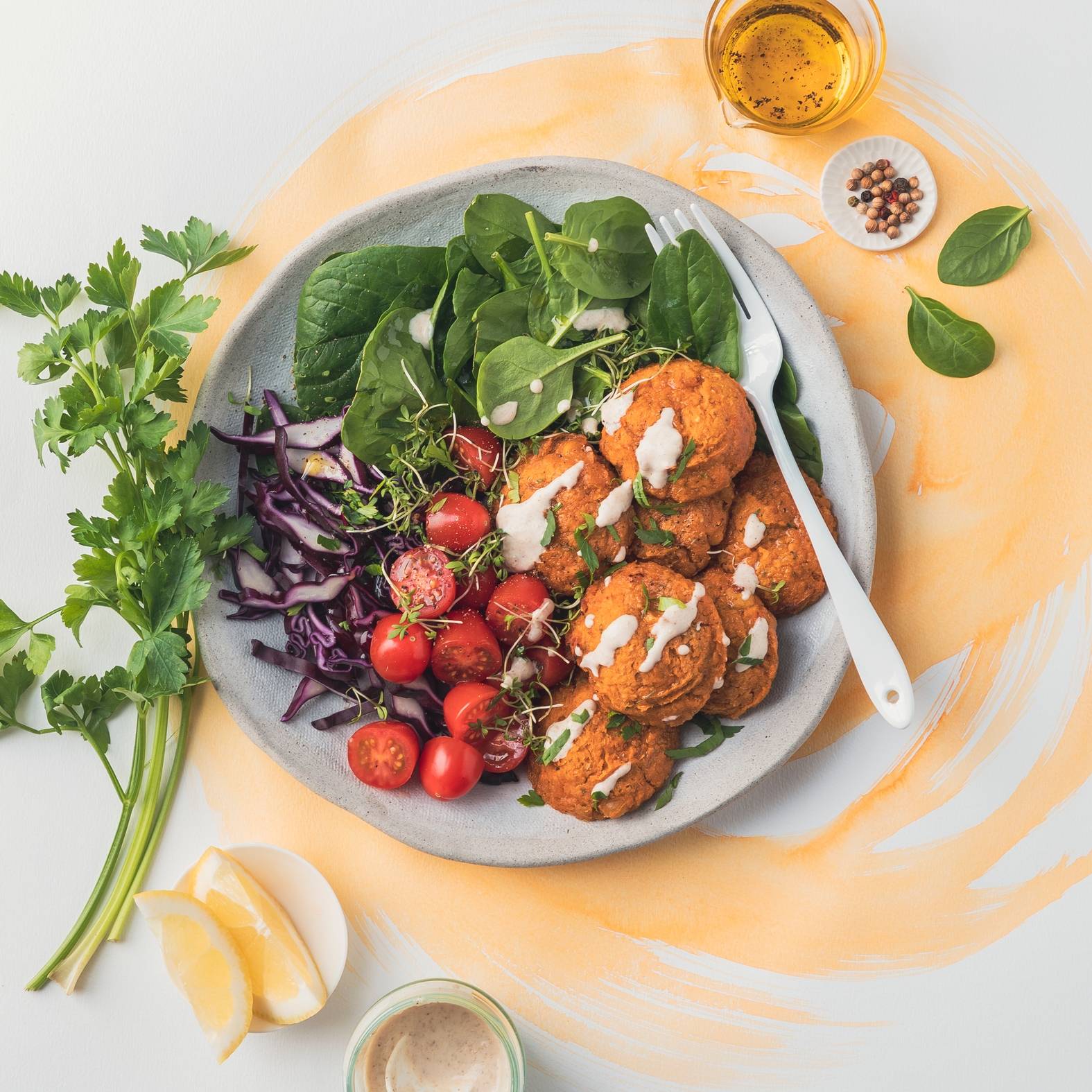 Süßkartoffel-Falafeln mit Tahinisauce - Rezepte Prep & Cook Connect XL | Krups