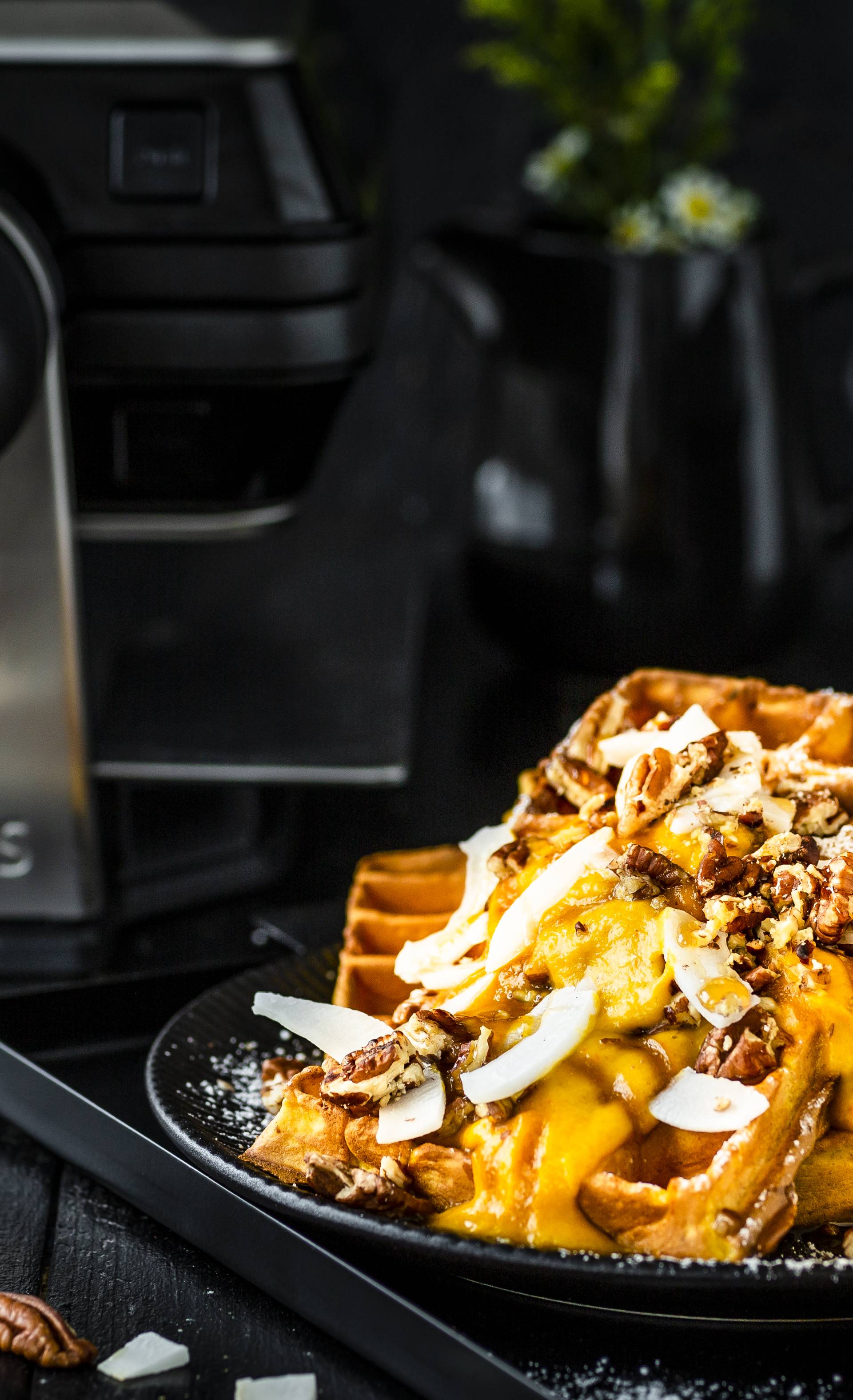 Kürbiswaffeln mit gerösteten Pekannüssen - Rezepte undefined | Krups