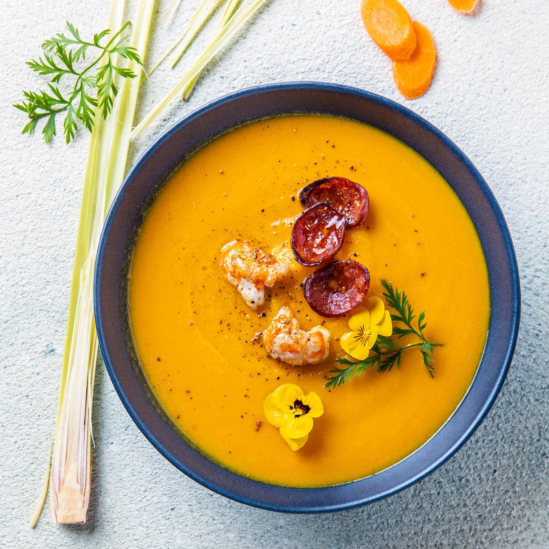 Karottensuppe, Langustinen und Chorizo - Rezepte undefined | Krups