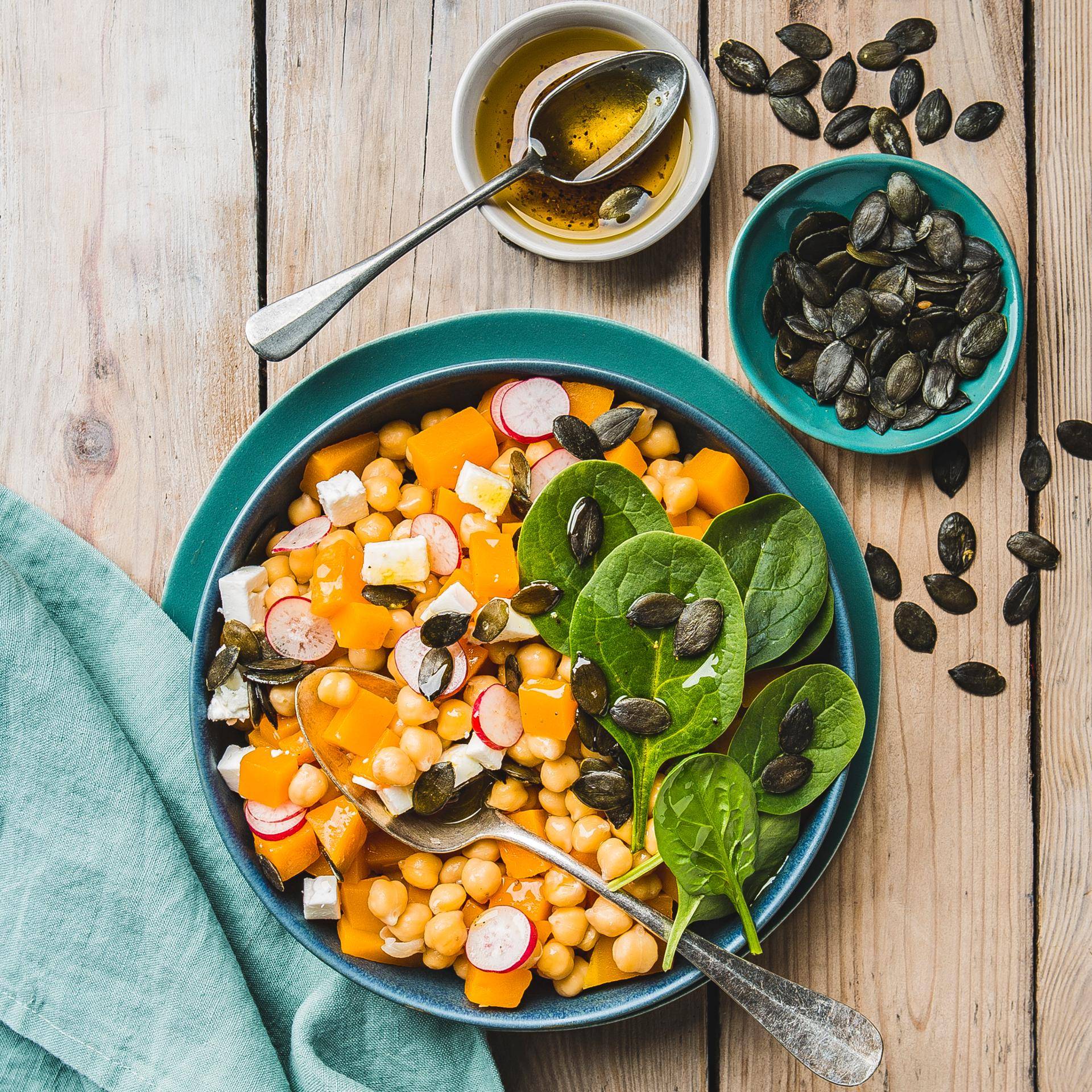 Kichererbsen, Butternutpüree und Kürbiskern Salat - Rezepte Prep & Cook | Krups